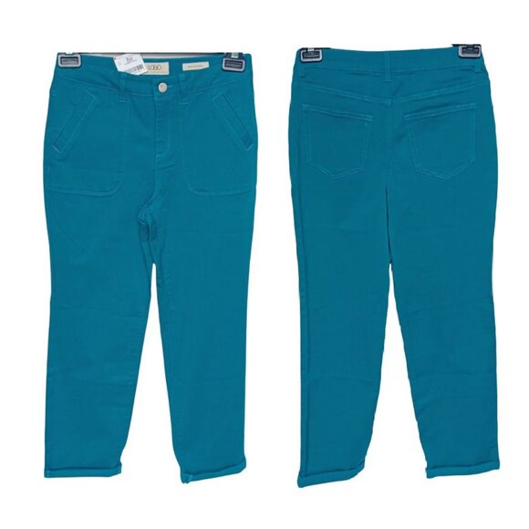 Women Pant Sz 4 Logo By Lori Goldstein Stretch Twill Boyfriend dark cyan - Picture 1 of 8
